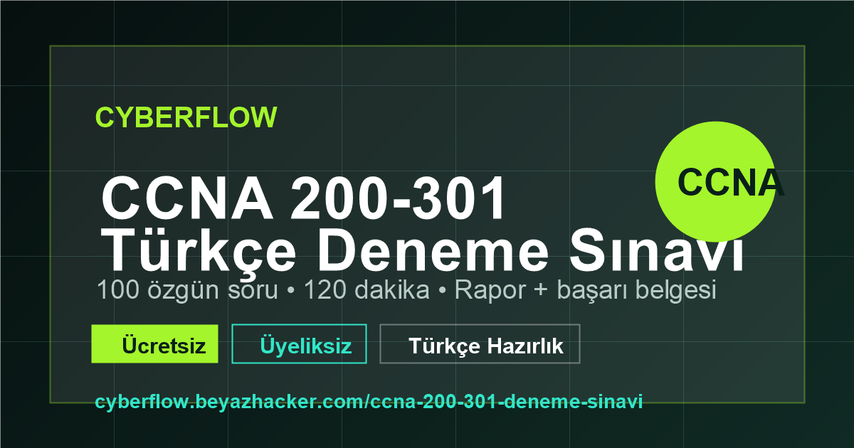 Cisco CCNA 200-301 Türkçe Deneme Sınavı – 100 Soru | CyberFlow